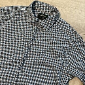Rodd & Gunn Mens XL Sports Fit Window Plaid Albini Button-Up Shirt Woven Blue